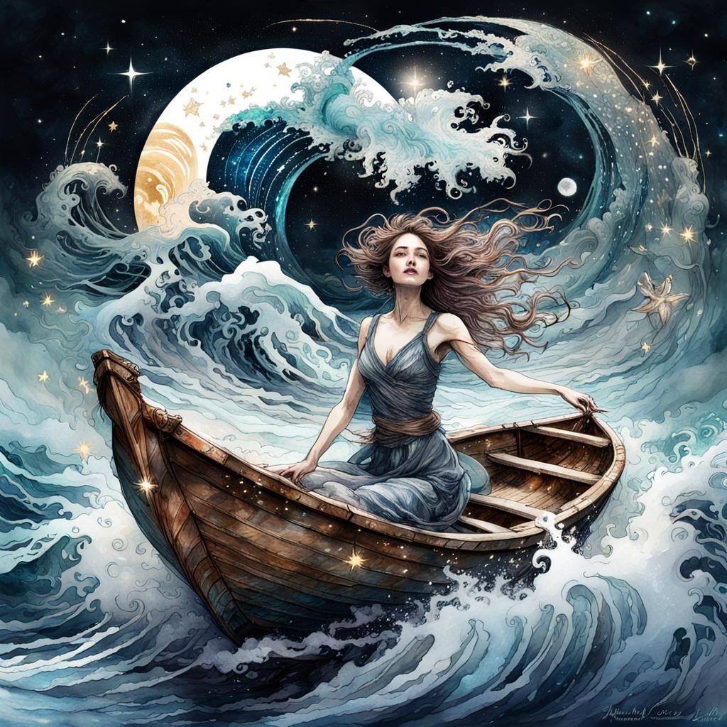 Mystical Maiden and the Majestic Waves  by @Montserrat