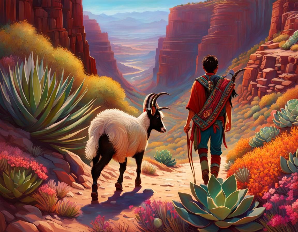 Returning home with my goat before it gets hot.  by @Joris