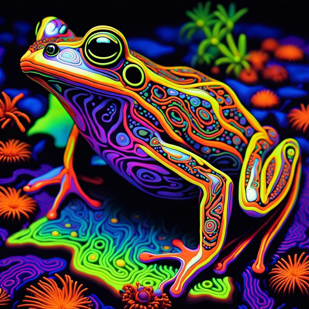 a black light Frog - AI Generated Artwork - NightCafe Creator