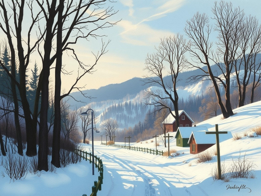 Winter landscape in fallen color theory