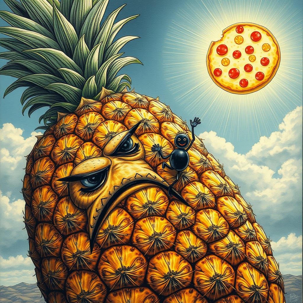 Grumpy Pineapple and Happy Olive in Pop Art Style