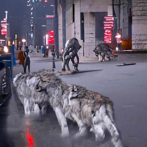 Wolves hunting giants