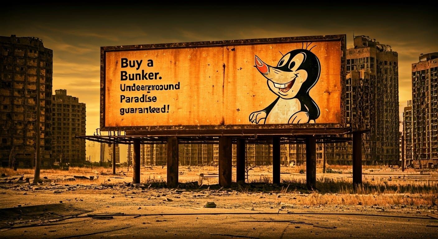 Silly Billboard after the Nuclear Apocalypse  by @Gothic Vampire Poetry