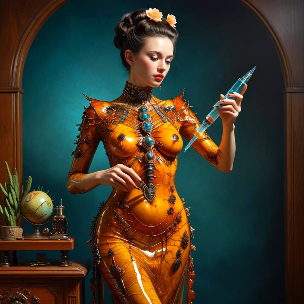 Surrealistic Ambered Prehistoric Insects in Vibrant Polychro...