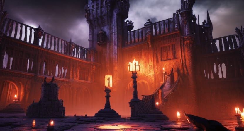 hunted castle night dark illusion 4k unreal 5 engine sad une...