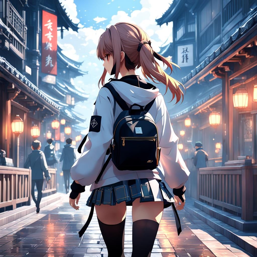 a girl walking away