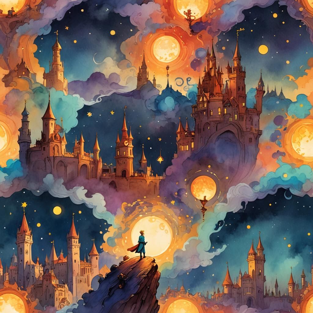 Wondrous Illustration style for The Little Prince and the Lamplighter: Imagine the Little Prince on the ...  by @Exo1124