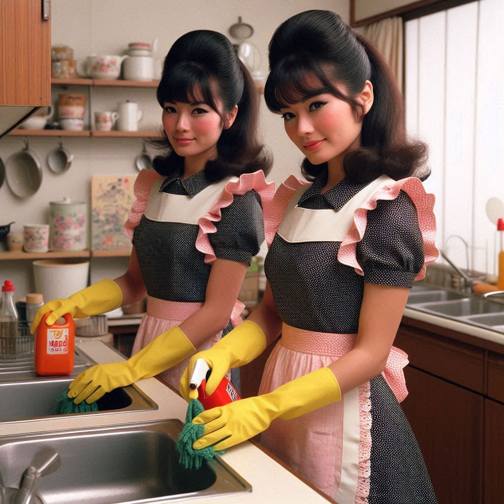 Asian kitchen helpers in a 50ies kitchen - 2