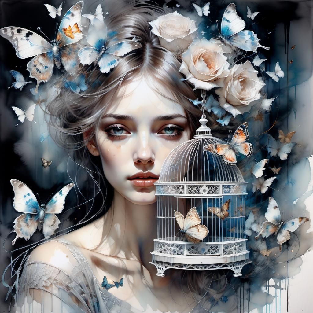 woman with butterflies - AI Generated Artwork - NightCafe Creator