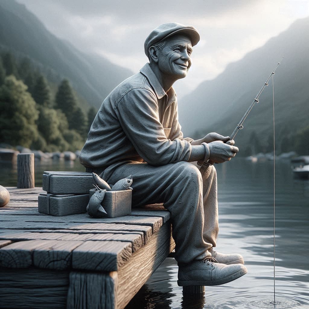 fishing statue