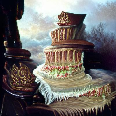 A three tier cake, decorated with piping, frosted with icing