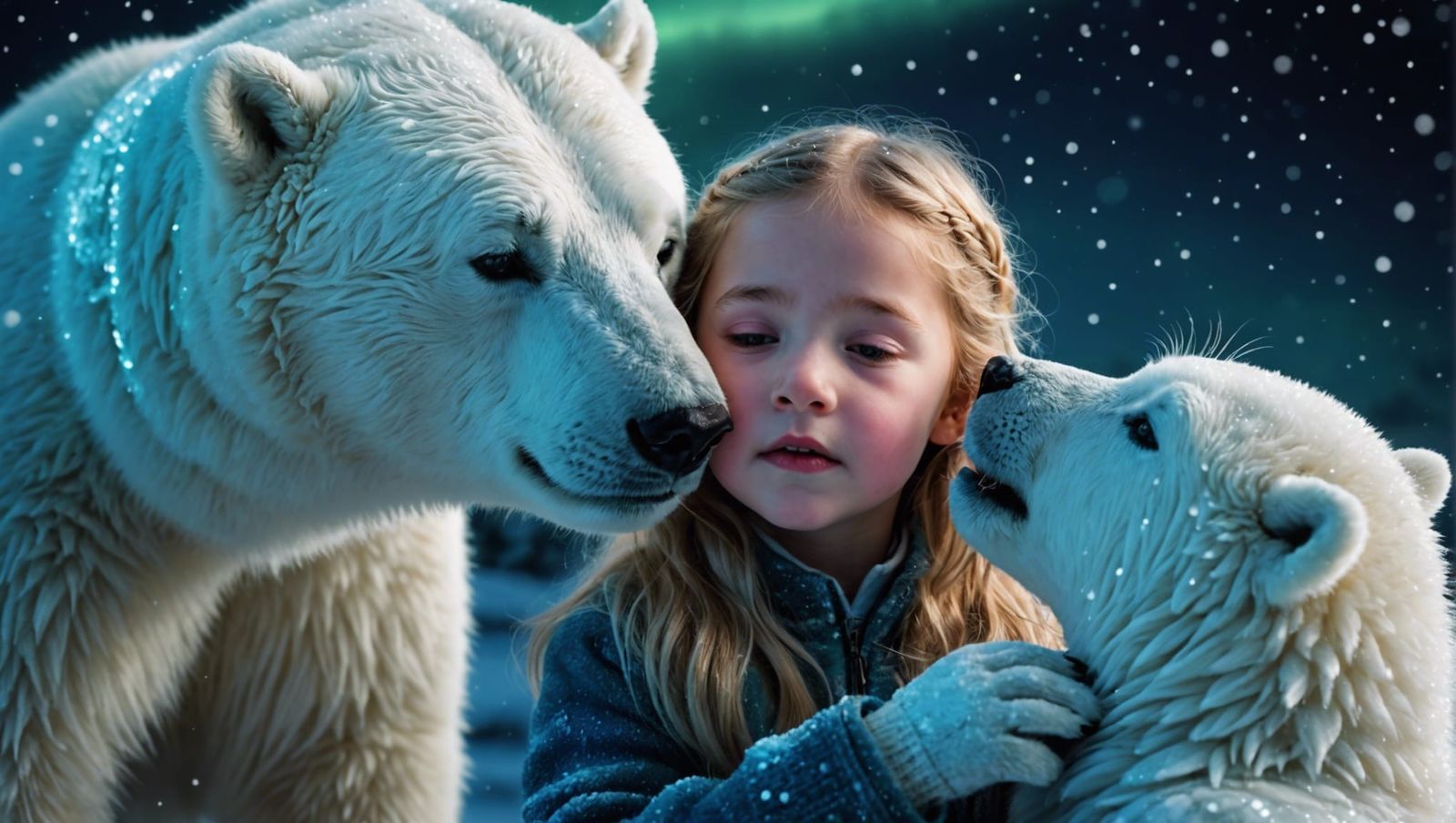 close up, photography of a cute child kissing a magical ice ...