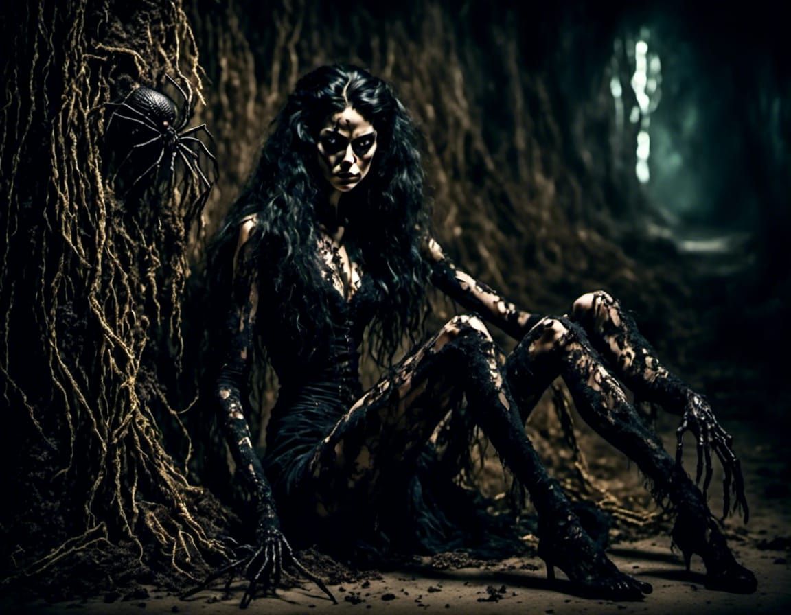 spider woman waiting for prey