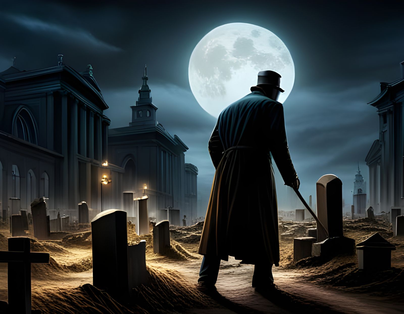 A mysterious man lurks in a cemetery   by @Karlos Fandango