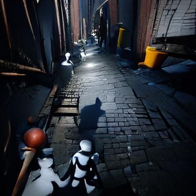 Dark alleyway filled with shadows and figures Unreal Engine