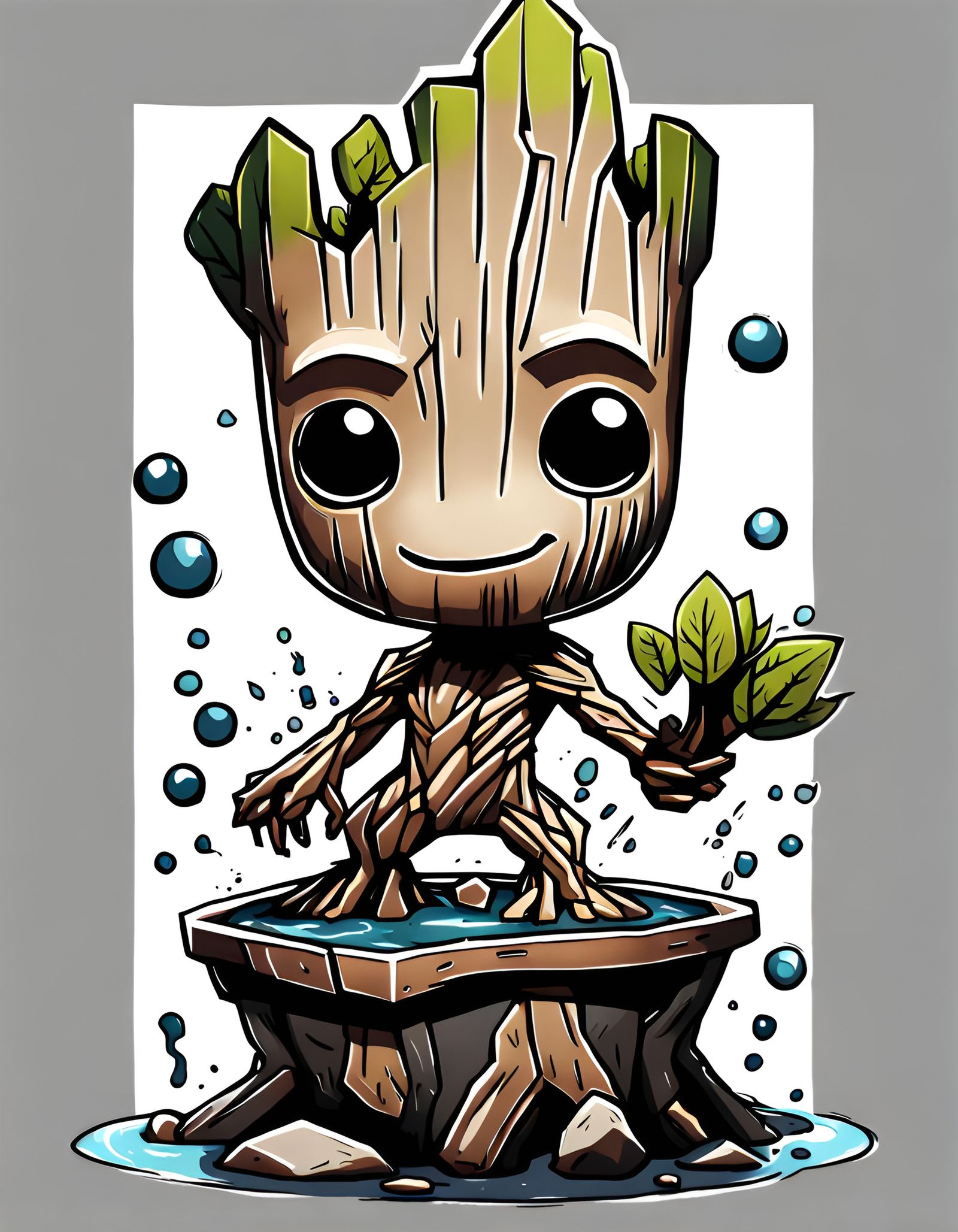 Splish Splash Chibi Groot Is Taking A Bath - AI Generated Artwork ...