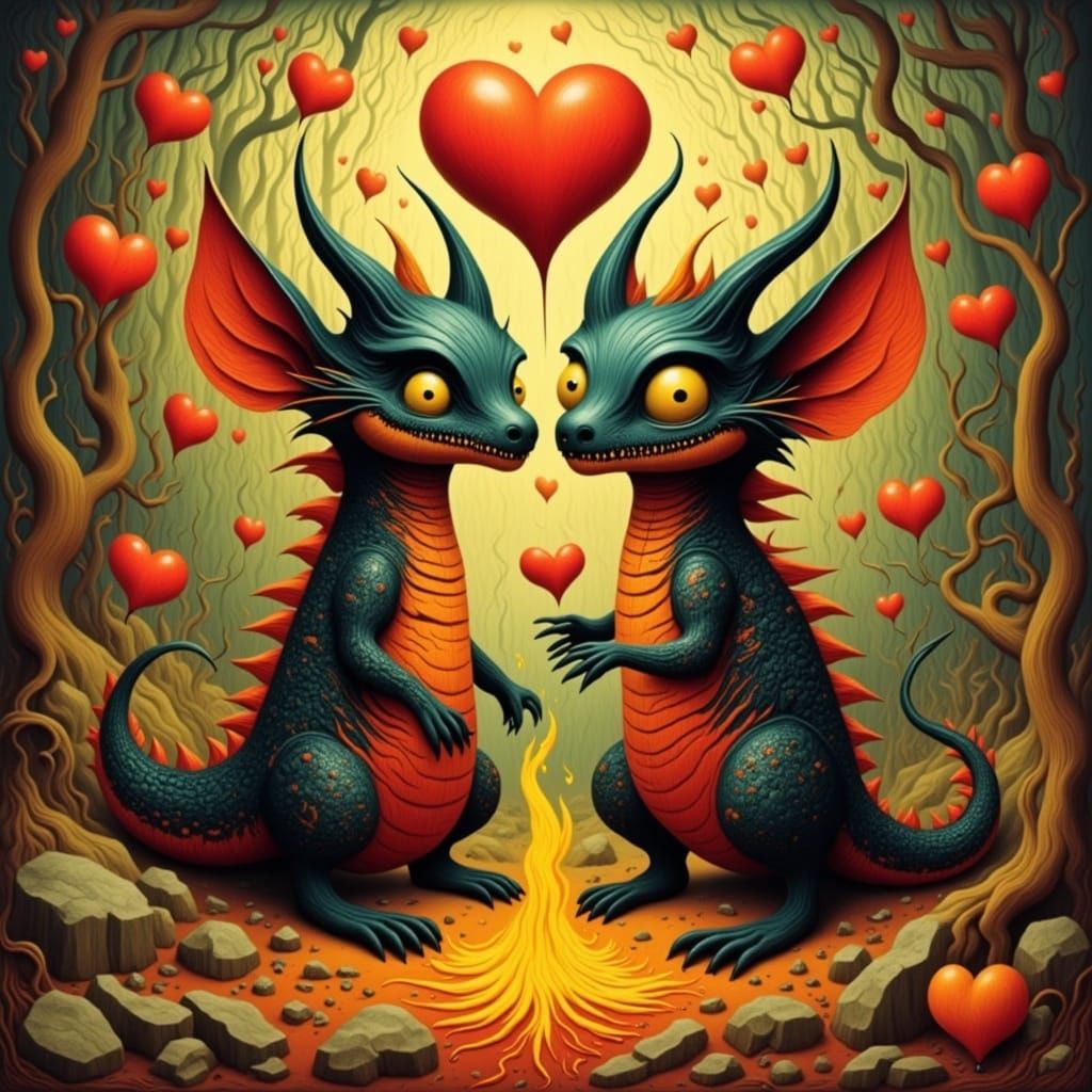 <lora:WOODCUT WHIMSY:1.0> I Lava you 