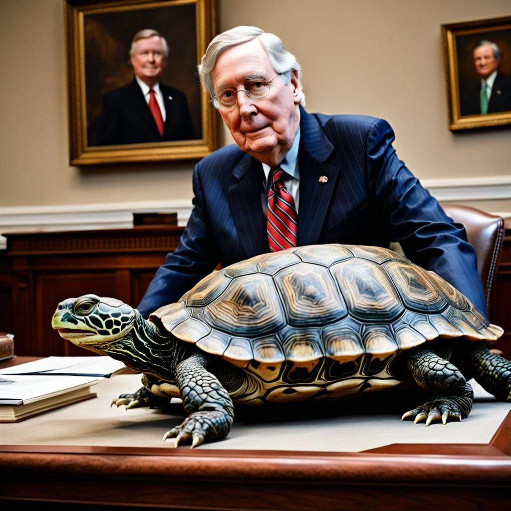 Mitch McConnell with the body of a turtle