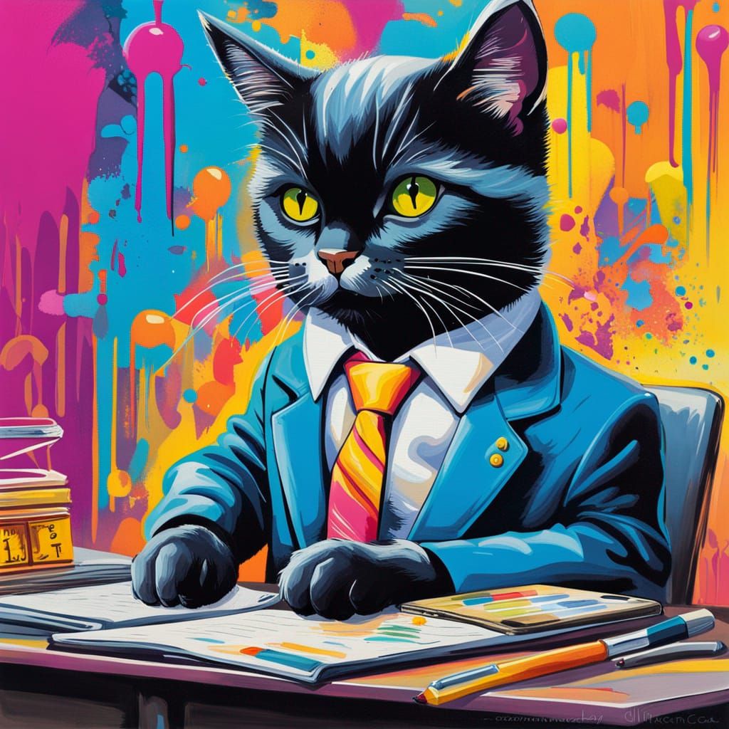 Cat Accountant - AI Generated Artwork - NightCafe Creator