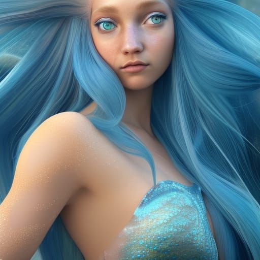 long blue hair underwater