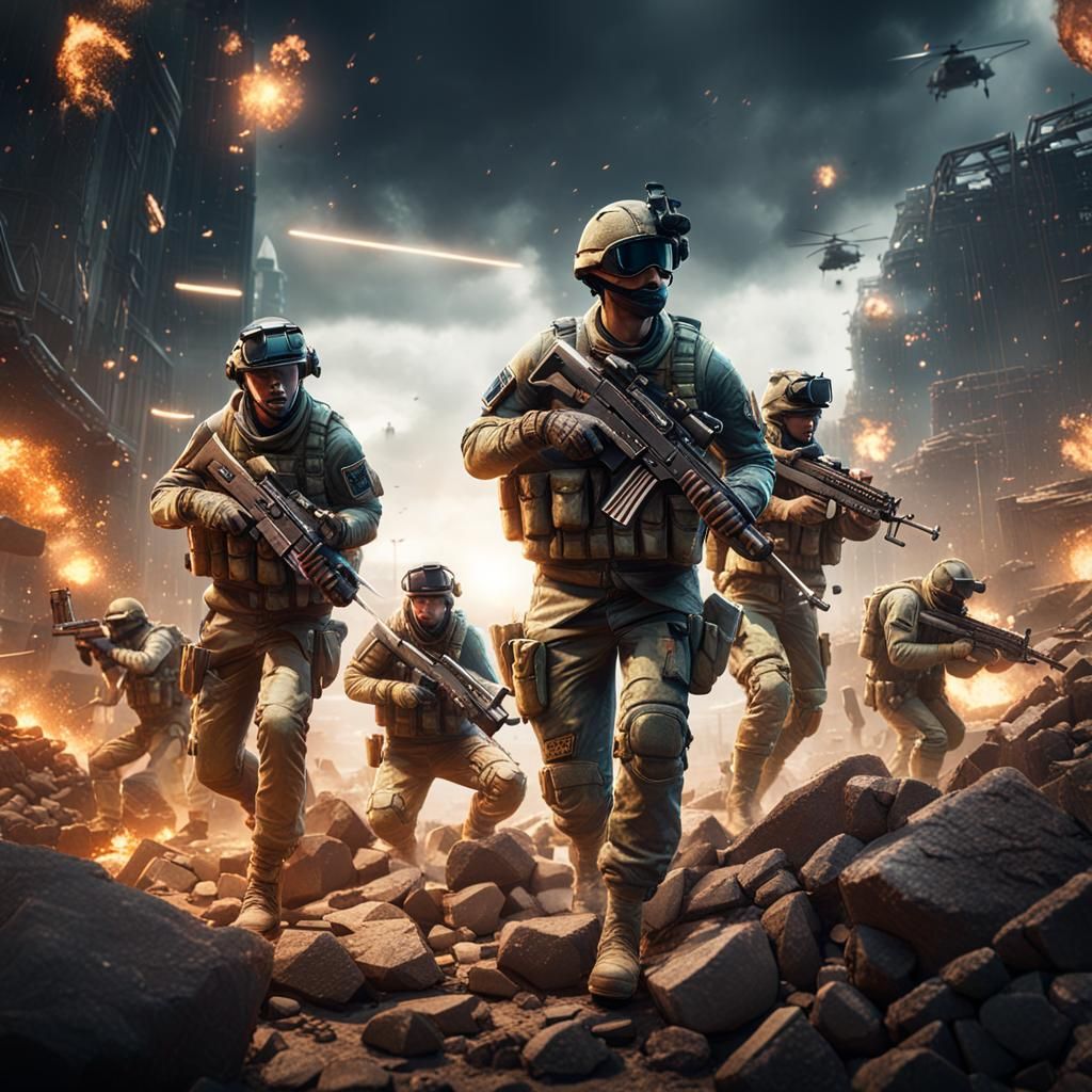 army of gamers struggling to control position