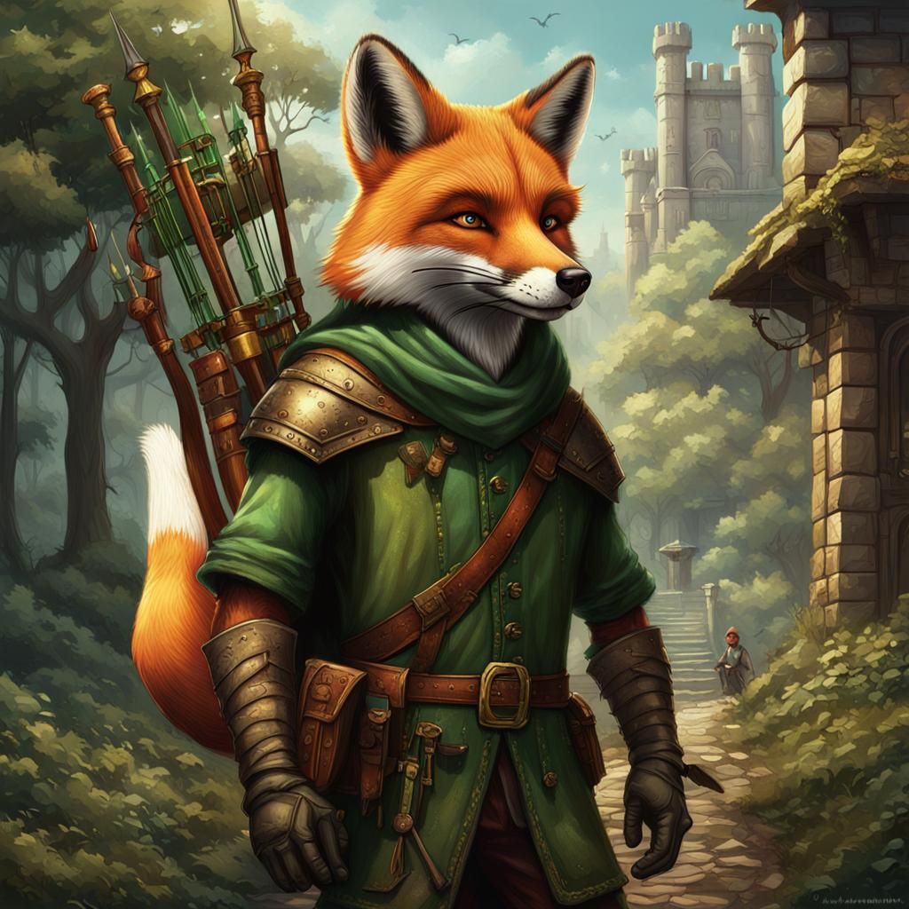 A Fox dressed up like Robin Hood Epic cinematic brilliant stunning ...