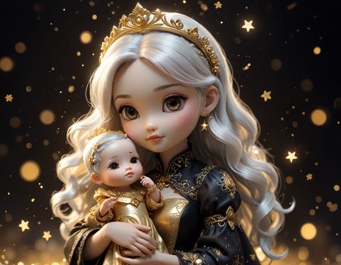 Chibi Princess in Dreamy Cosmic Garden