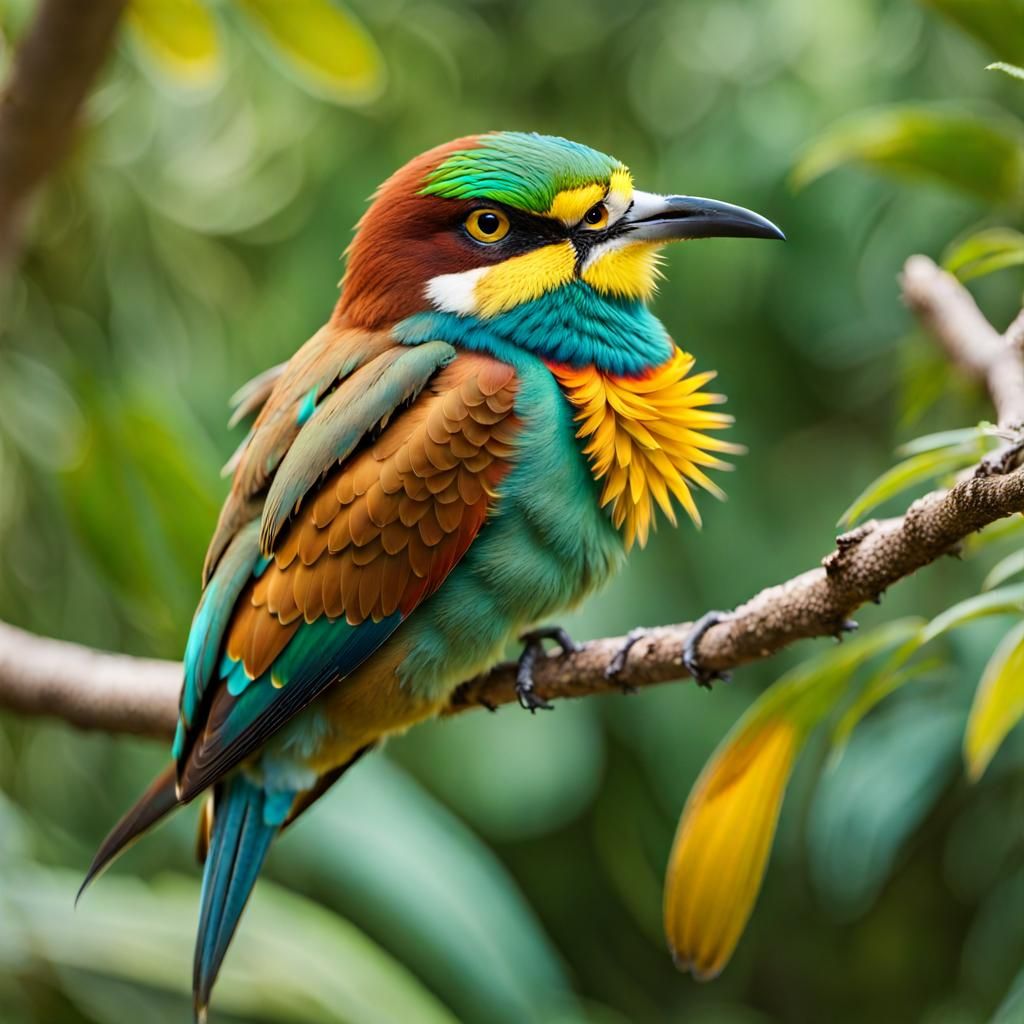 European bee-eater perched on a branch