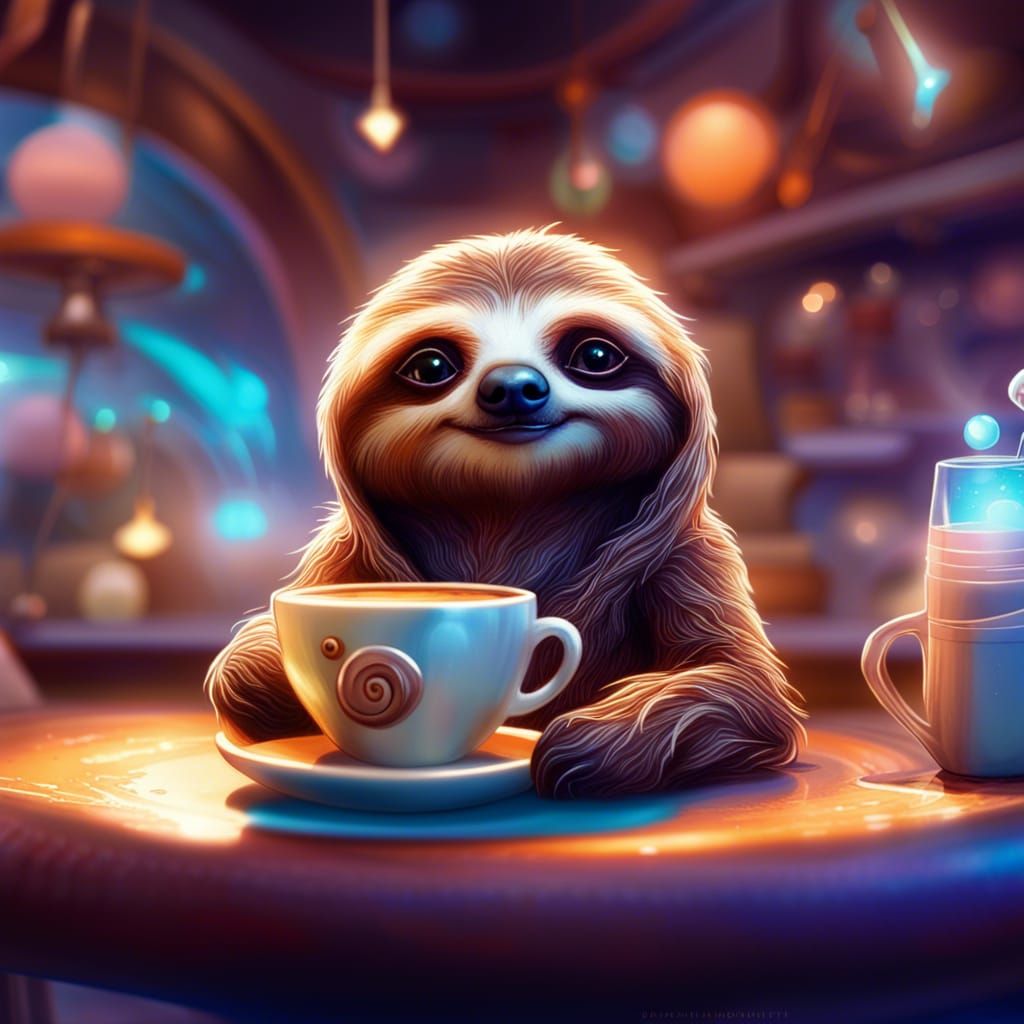 Sloth in a cafe