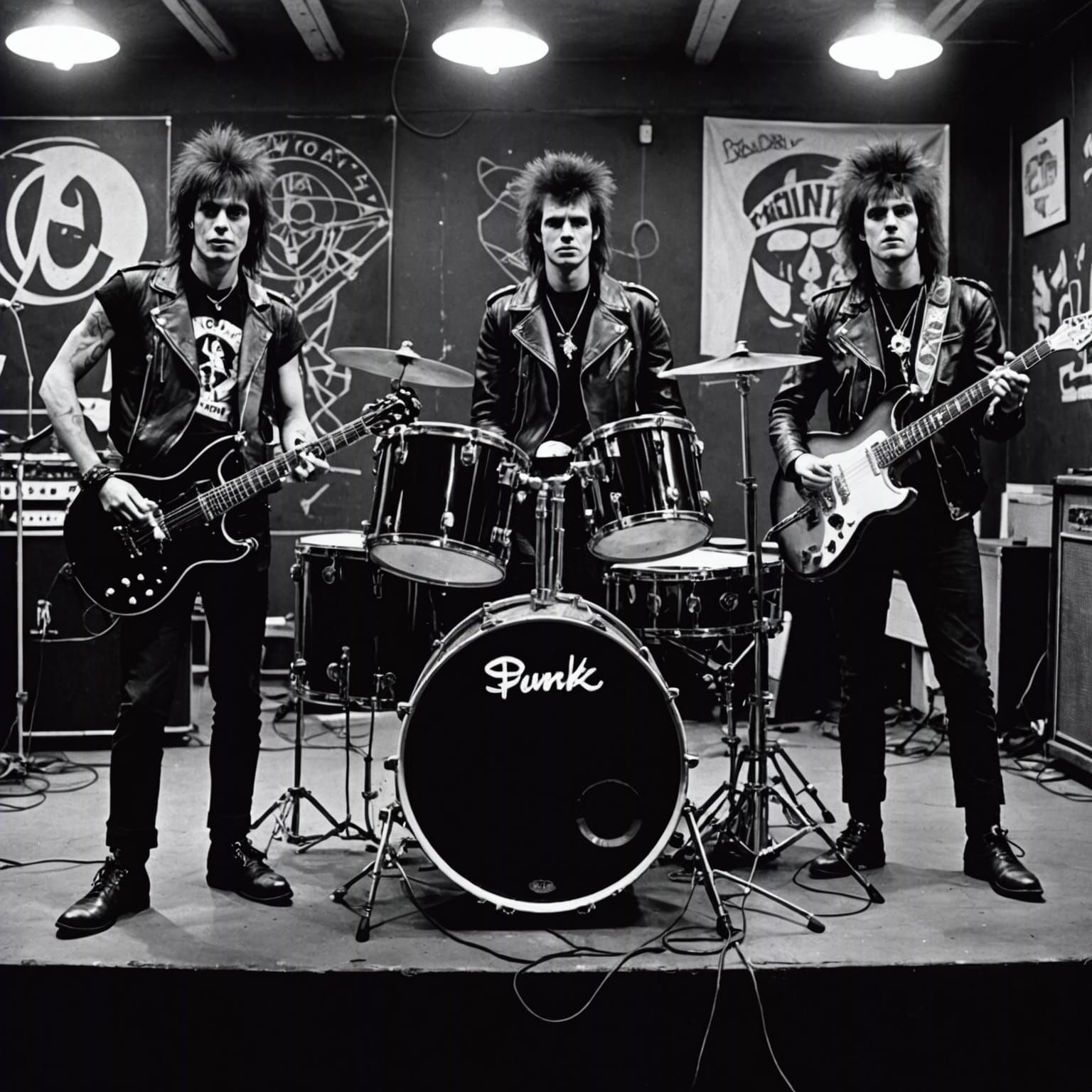 Cyberpunk Rock Music Scene with Dystopian Elements