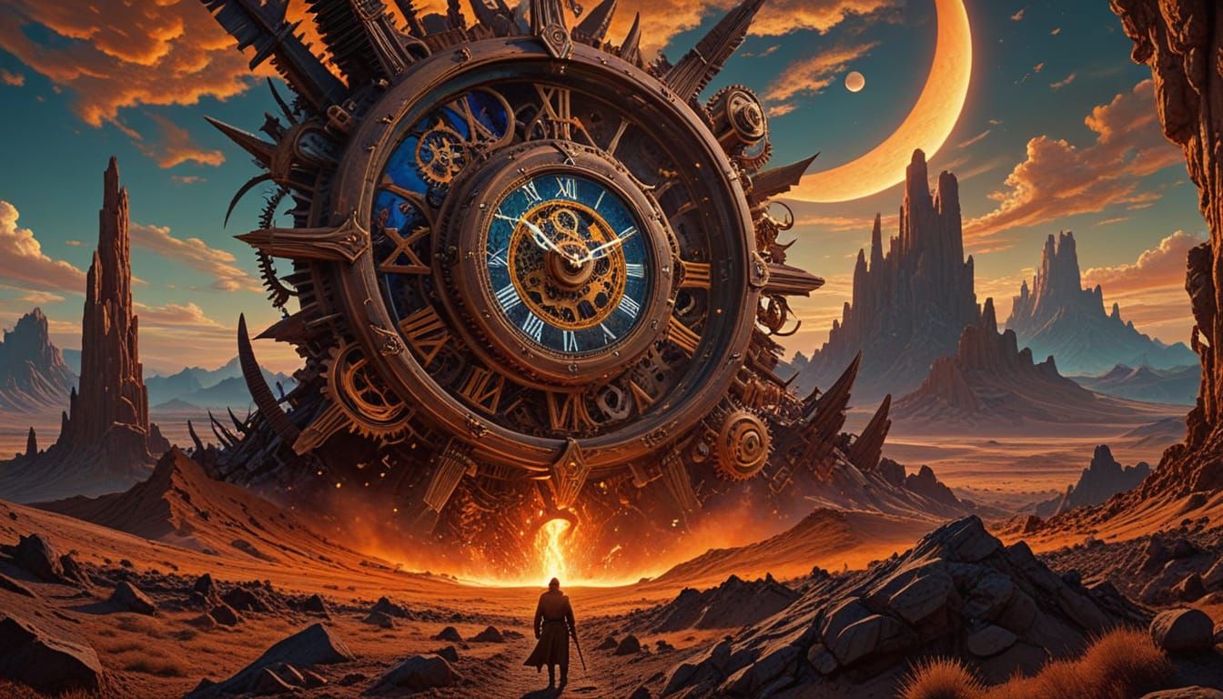 Apocalyptic Countdown: Surreal Wasteland Clock in Ernst Fuch...