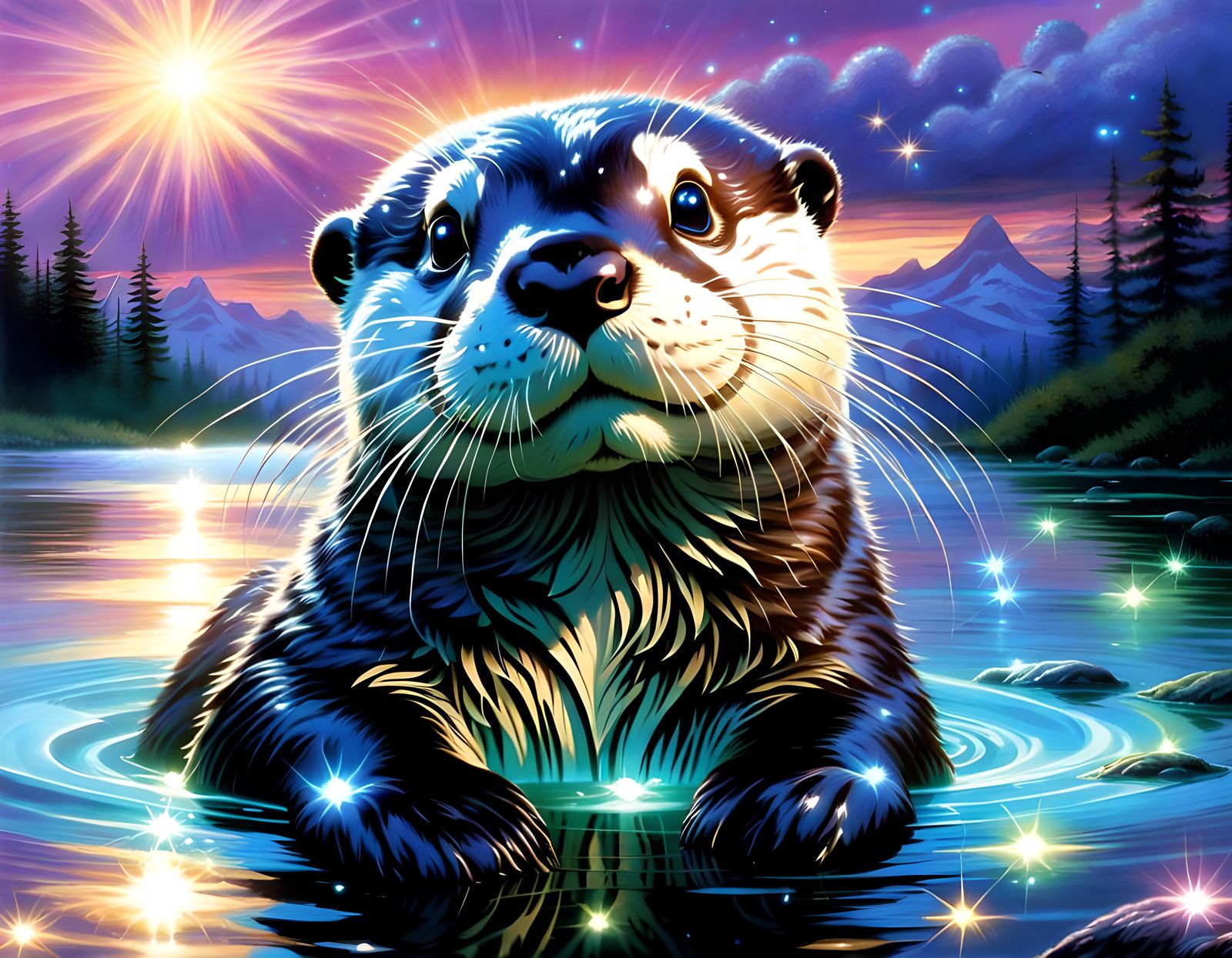 Cute otter at sunset  by @That cinema teacher