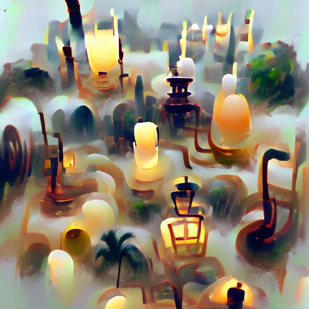 Labyrinth of lamps and candles