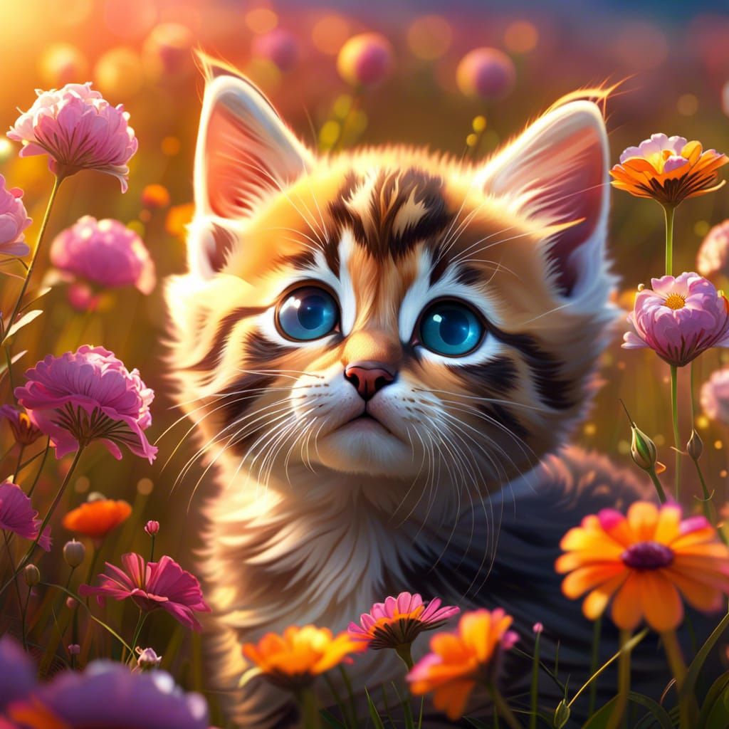 Kitten at sunset - AI Generated Artwork - NightCafe Creator