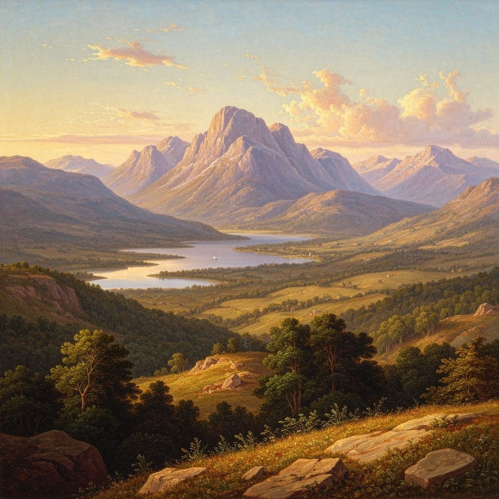 Majestic Landscape Painting in Hudson River Style