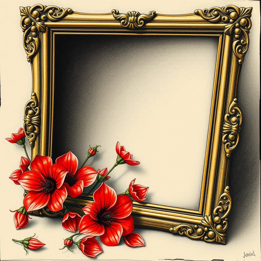 A luxurious frame in a retro design with a thick and decorat...