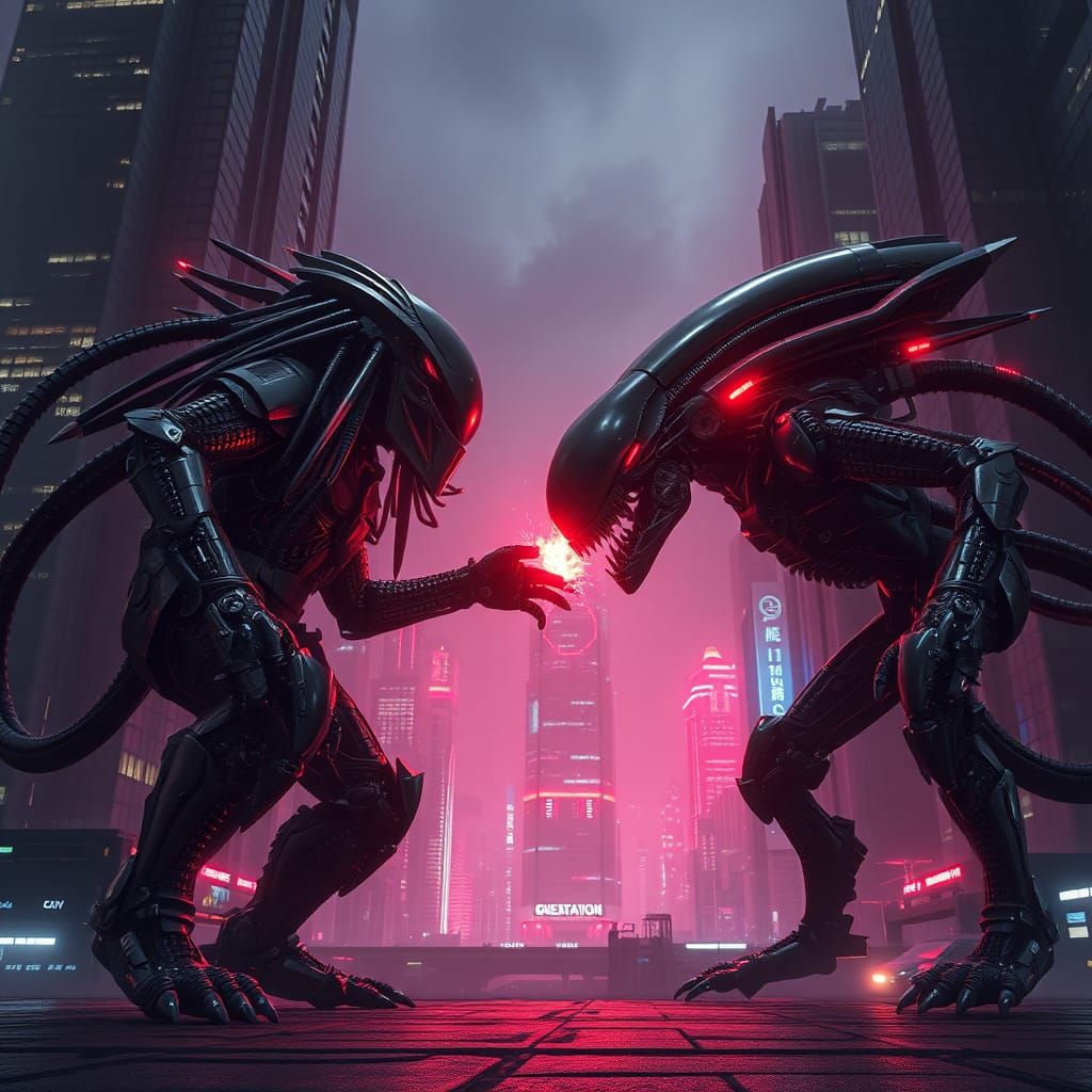 Mecha Alien vs Mecha Predator  by @SnowyHedvig