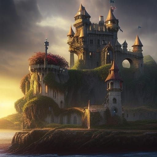castle near the ocean Epic cinematic brilliant stunning intricate meticulously detailed dramatic atmospheric ...  by @Jeremiah Ayers
