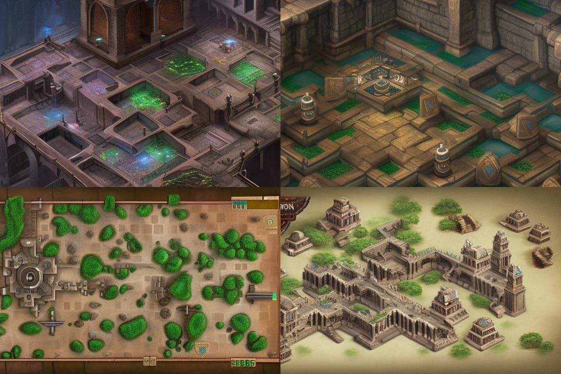modular dungeon map pieces, 8k resolution concept art, detai...