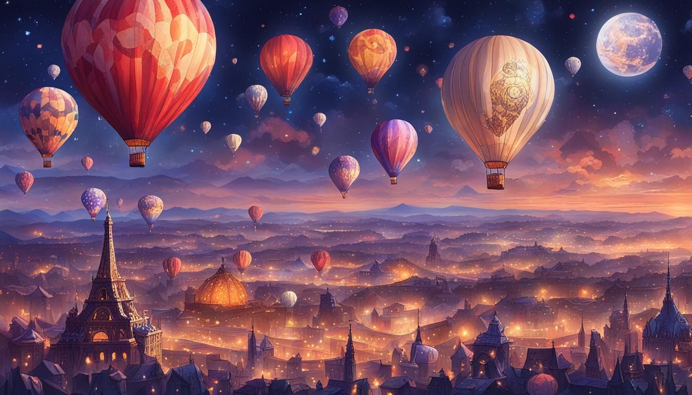 Dreamy Cat Soaring Through Celestial Fantasy