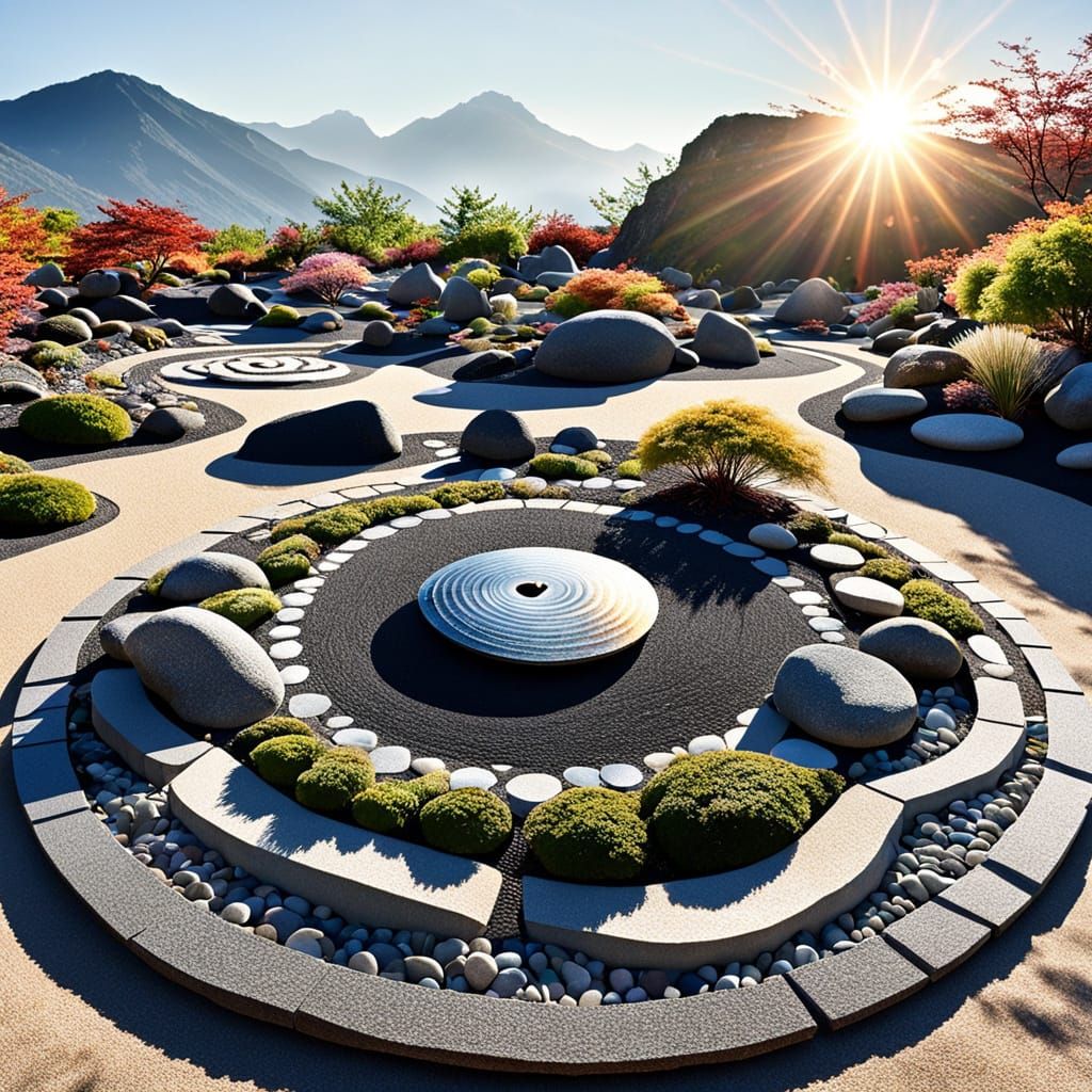 Surrealist Rock Garden with Iridescent Guitar Picks