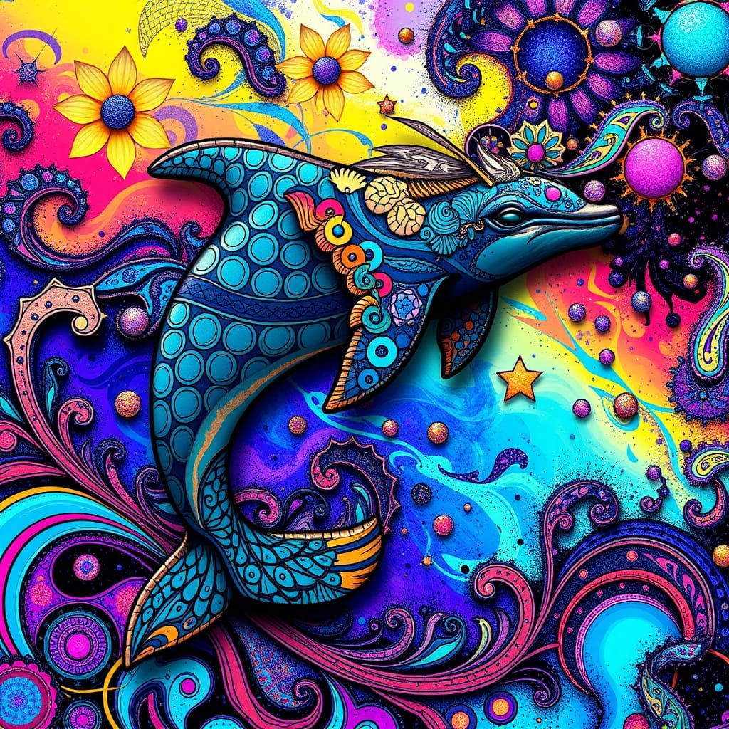 Dolphin on the sea of creativity   by @SpaceFairie