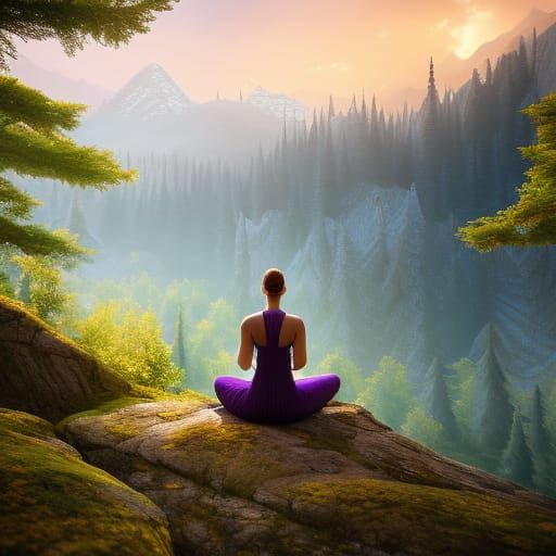 yoga in the mountains - AI Generated Artwork - NightCafe Creator