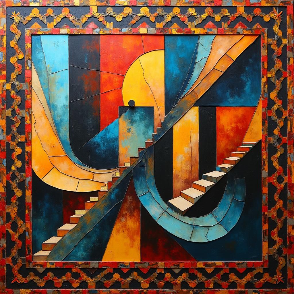 Abstract Cubist Borders in Avant-Garde Style