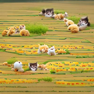 Happy field of kittys