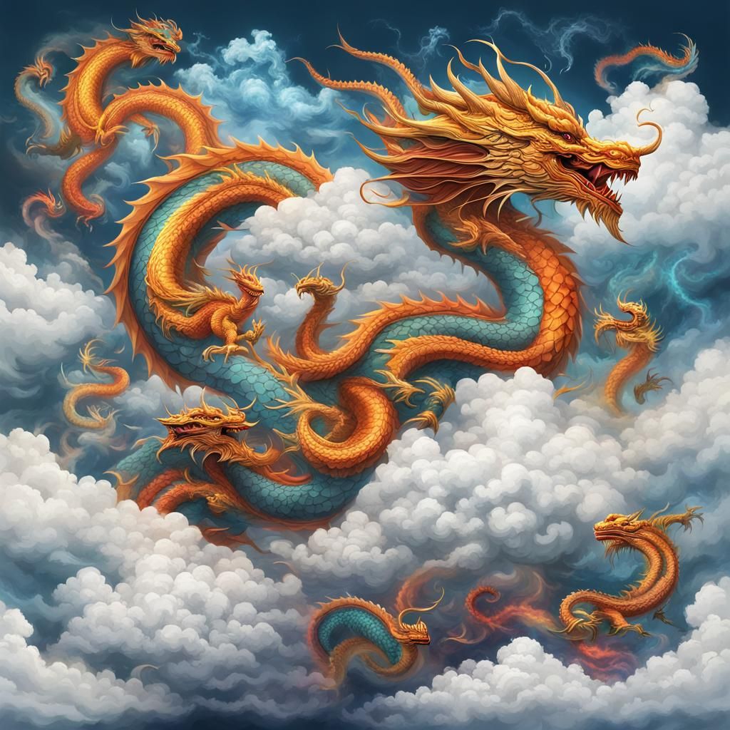 A very detailed White Cloud with elements of bright colored ...