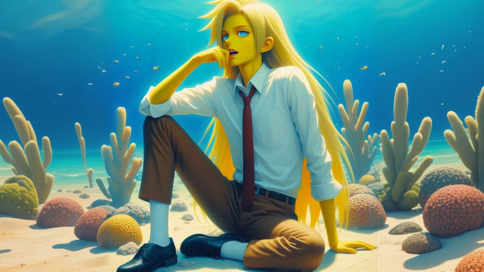 hajime sorayama retro 80s sci-fi futurism cute anime Spongeb...