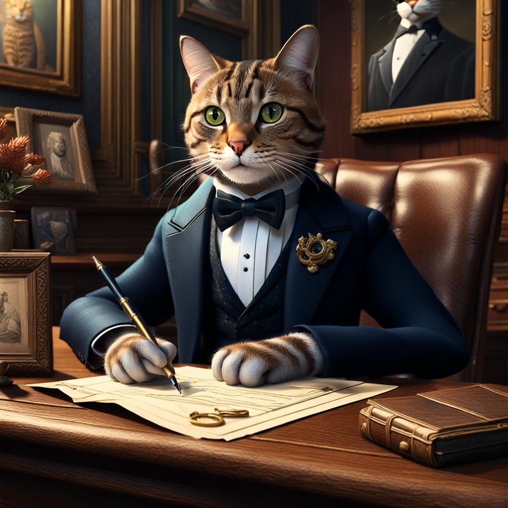 Daily Challenge: No-Theme Thursday - A tabby cat writing a l...