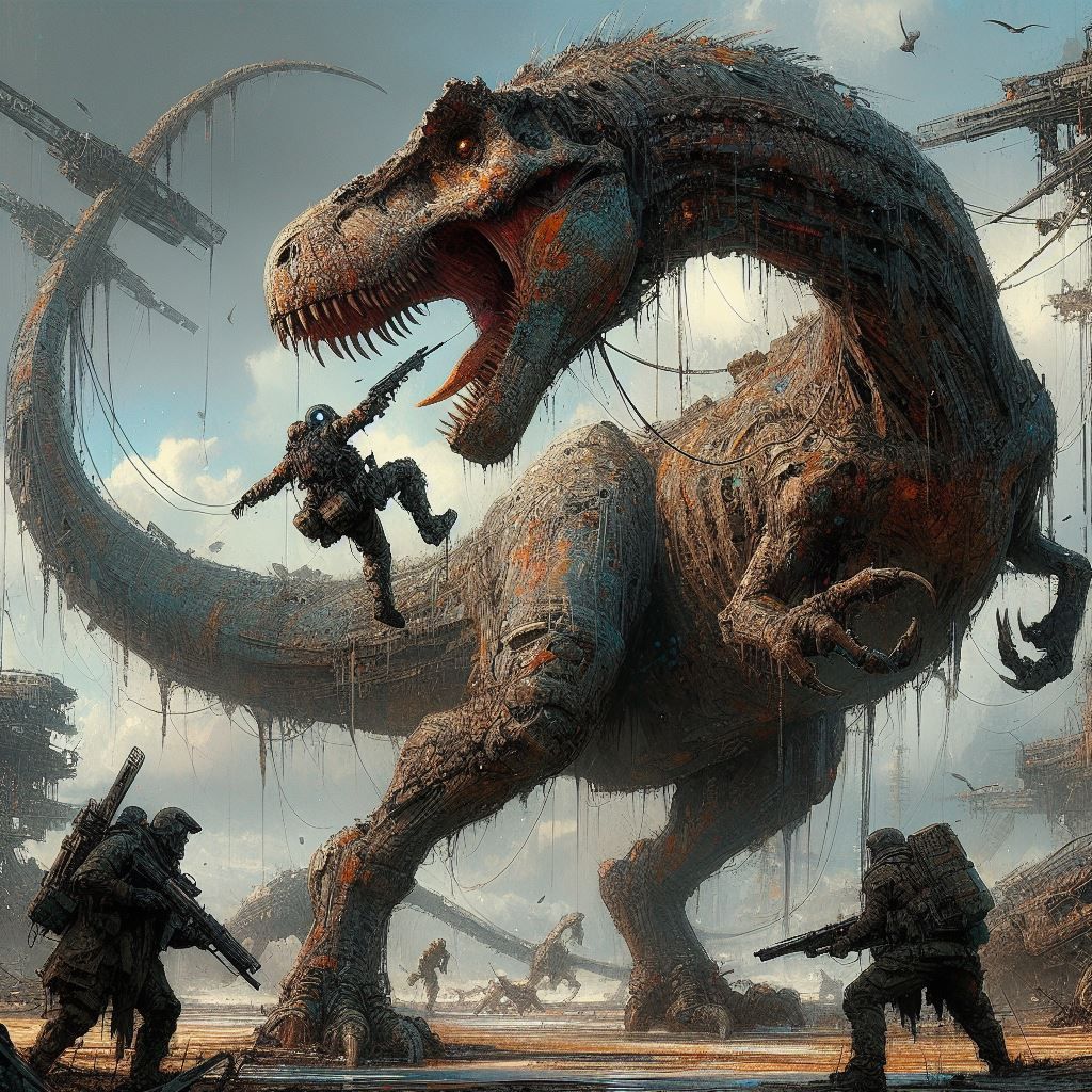 Dino warriors attack - AI Generated Artwork - NightCafe Creator