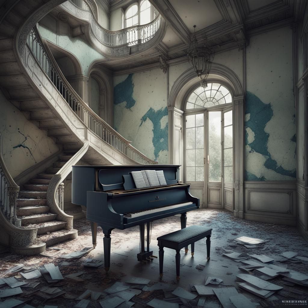 URBEX: CHÂTEAU VERDURE, FRANCE, pianoforte under 
 a beautif...